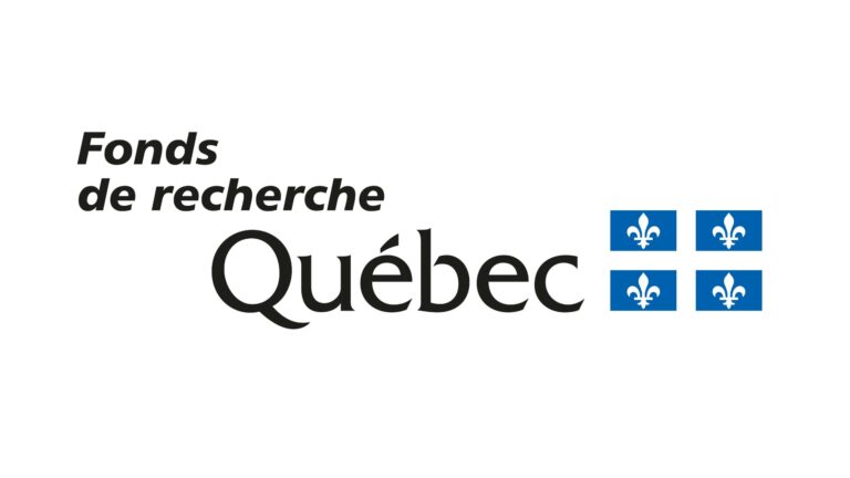 Logo du Fonds de recherche du Québec, avec le mot-symbole Québec à côté de quatre carrés bleus portant chacun une fleur de lys blanche